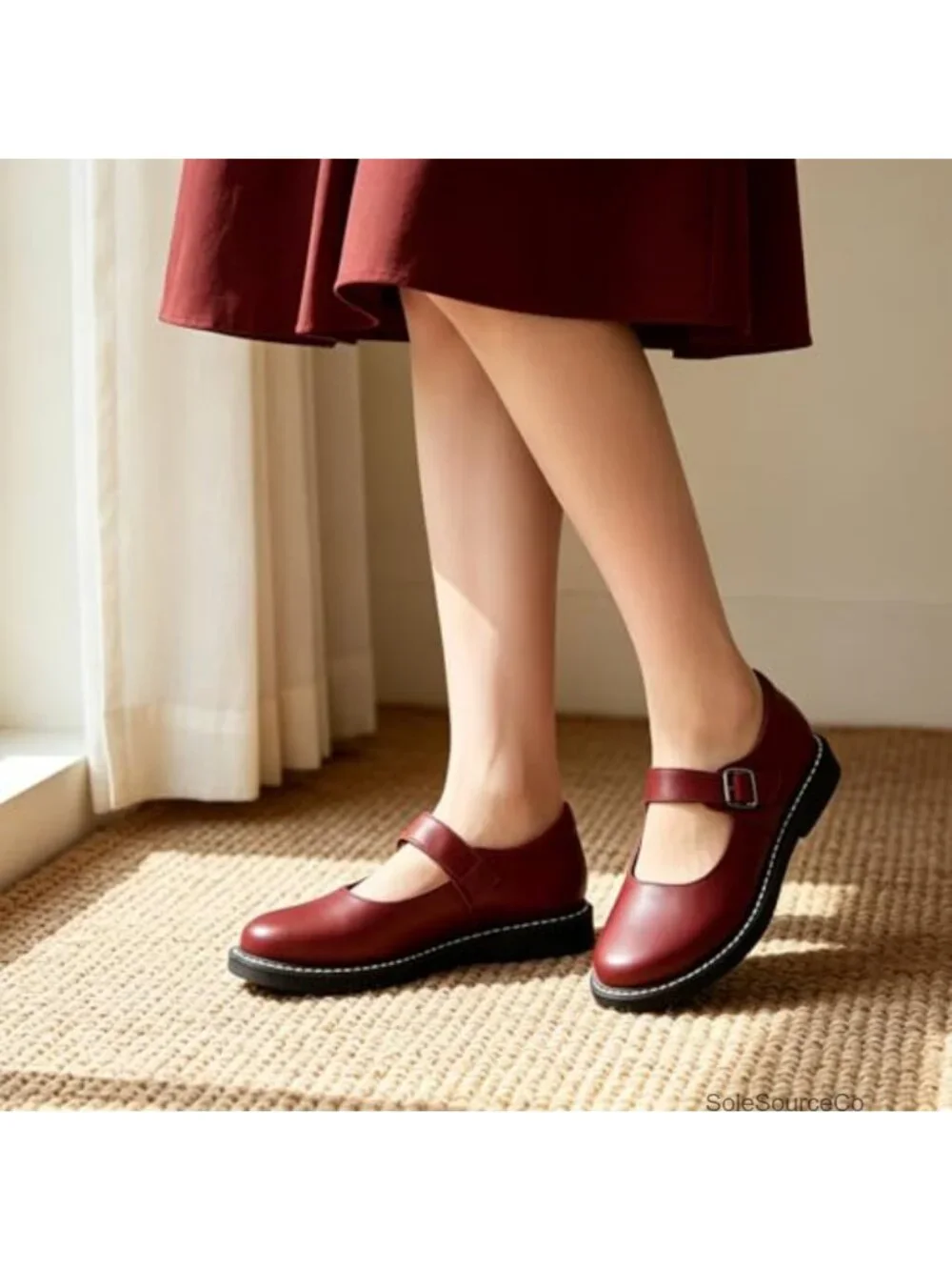 Mary Jane Oxford Shoes Women's Comfort Work Flats Leather Slip Resistant